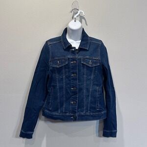 Calvin Klein Jeans Womens Trucker Denim Jacket Dark Wash Classic Fit Size